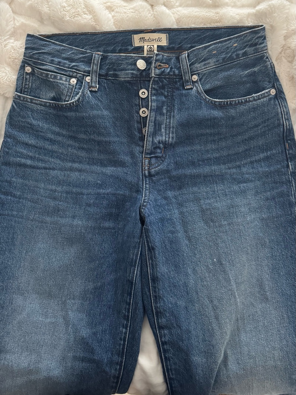 Madewell Dark Blue High-Rise Button-Fly Jeans